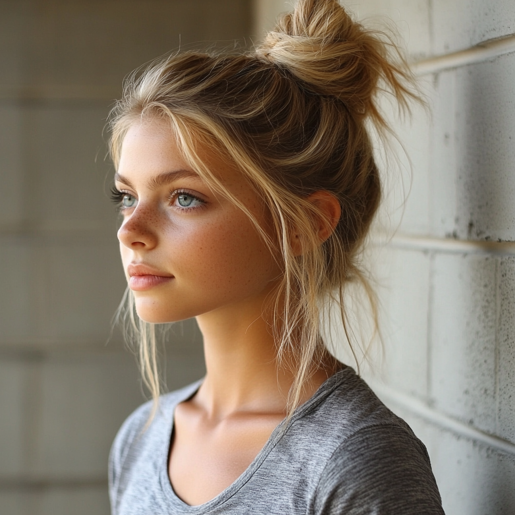 Cute Summer Hairstyles Messy Top Knot Bun