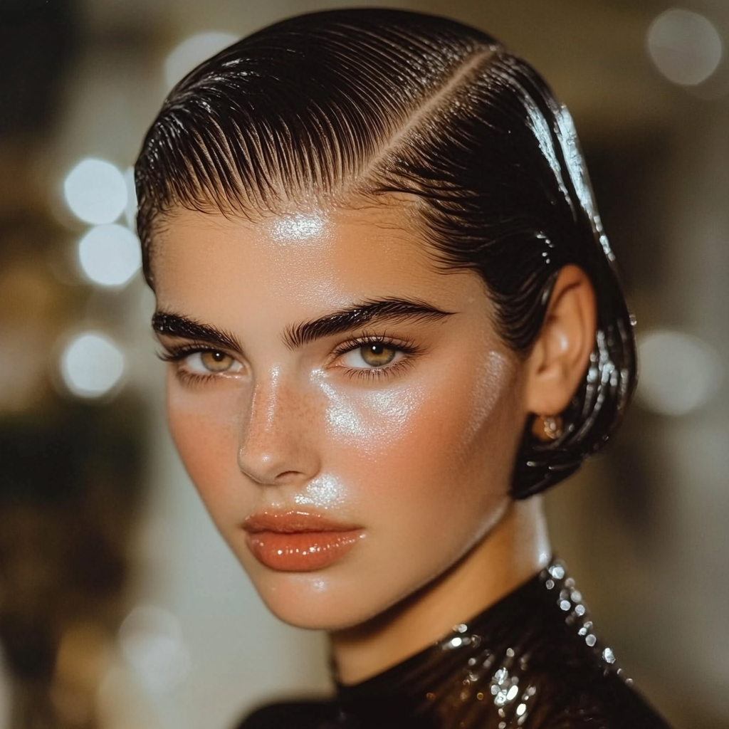 Slicked Back Wet Look Prom Hairstyles For Short Hair