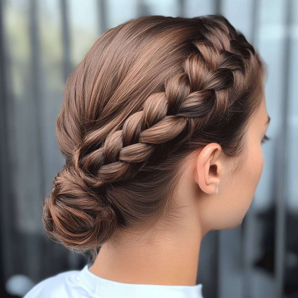 Softball Hairstyles for Buns and Ponytails with a Braid Low Braided Bun