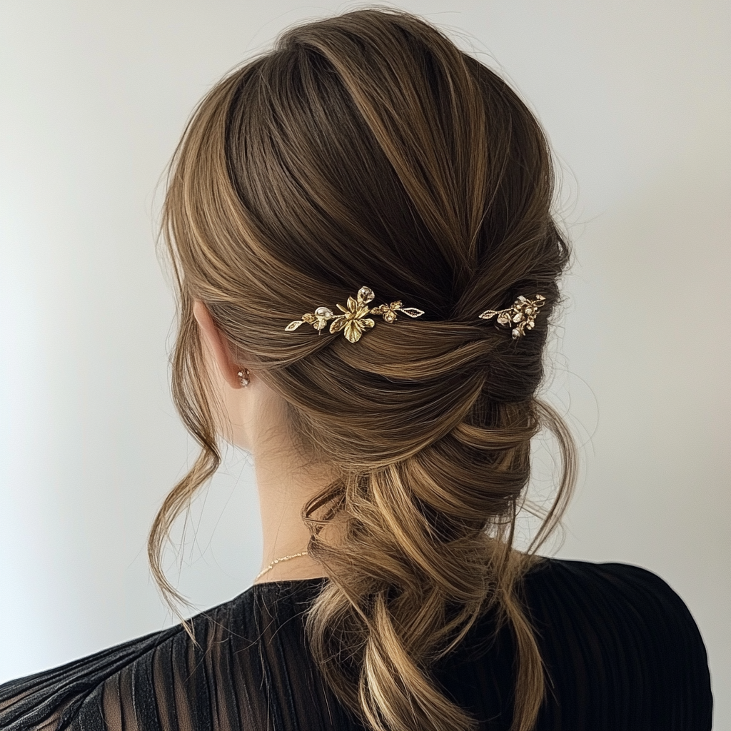 Twisted Back Accent Hairclip Hairstyle Combination With Stand Out Features